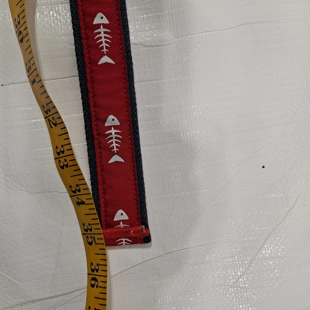 Brooks Brothers Fish Bone Skeleton Fabric Double D Ring Belt